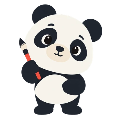 Hanzi Stroke’s panda holding a red brush